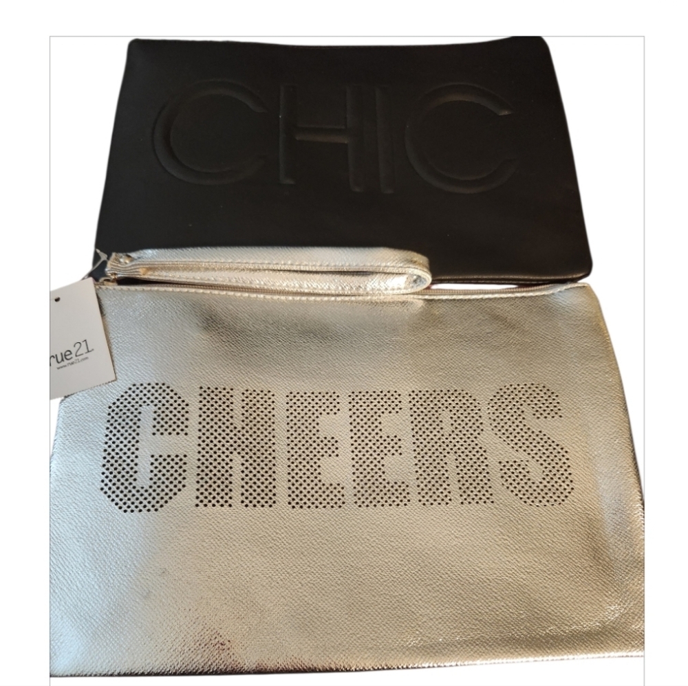 Rue21 Black and Silver Clutch Duo☆nwt☆ Both 4 Price